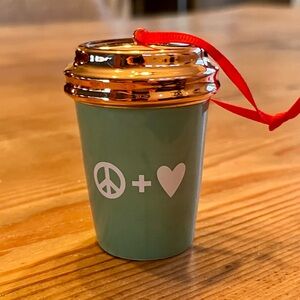 Starbucks 2017 Holiday Cup Ornament Peace & Love Rose Gold Mint